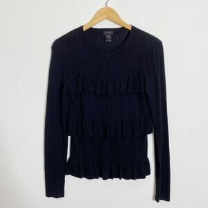 Ann Taylor Factory Tiered Ruffle Button Front Cardigan Sweater Size XS